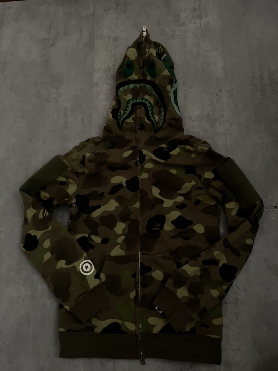 国産】 パーカー シャーク カモフラ マイロ BAPE APE BATHING A XS