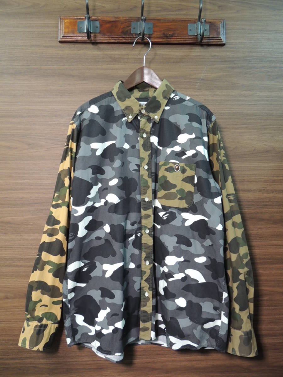 【2022春夏新作】 BAPE エイプ XXLサイズ 希少 ★ A グリーンカモ アーバンカモ 3L シャツ 長袖 迷彩 1STカモ パターン クレイジー APE BATHING 長袖シャツ 【2022春夏新作】 BAPE エイプ XXLサイズ 希少 ★ A グリーンカモ アーバンカモ 3L シャツ 長袖 迷彩 1STカモ パターン クレイジー APE BATHING 長袖シャツ