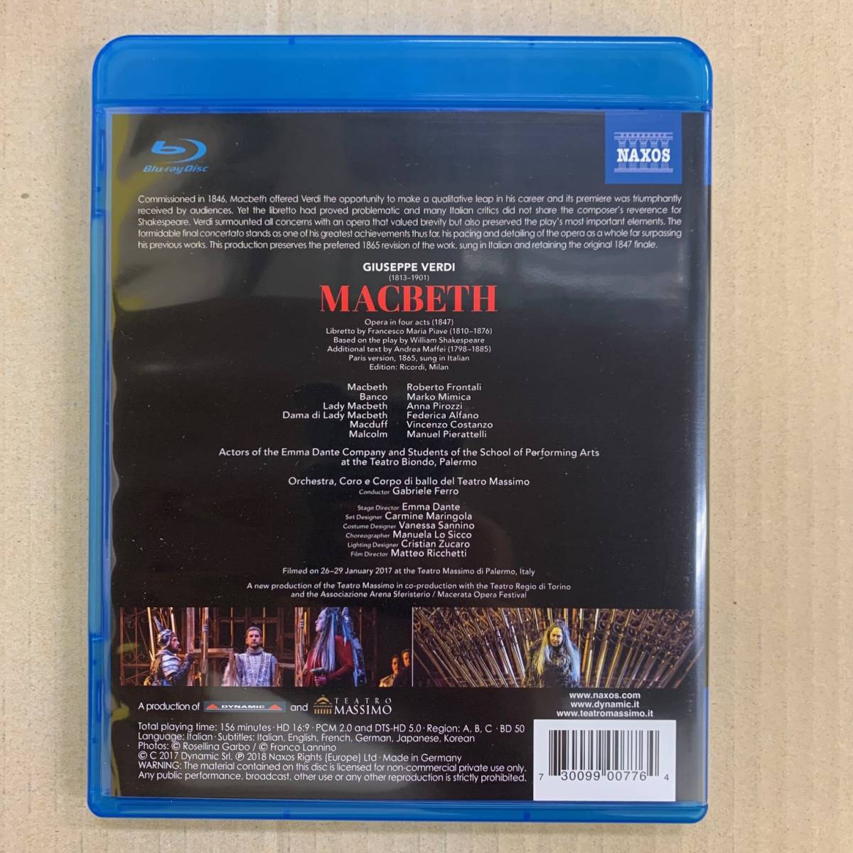 [Blu-ray] ヴェルディ - 歌劇「マクベス」[NBD0077V] 輸入盤/日本語字幕付き/フェッロ/フロンターリ/ナクソス/オペラ/クラシック_画像3