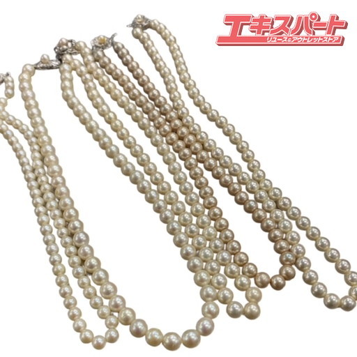 パールネックレス 5本セット 155g シルバー金具 留め具 真珠 8mm 7mm 5.5mm 平塚店