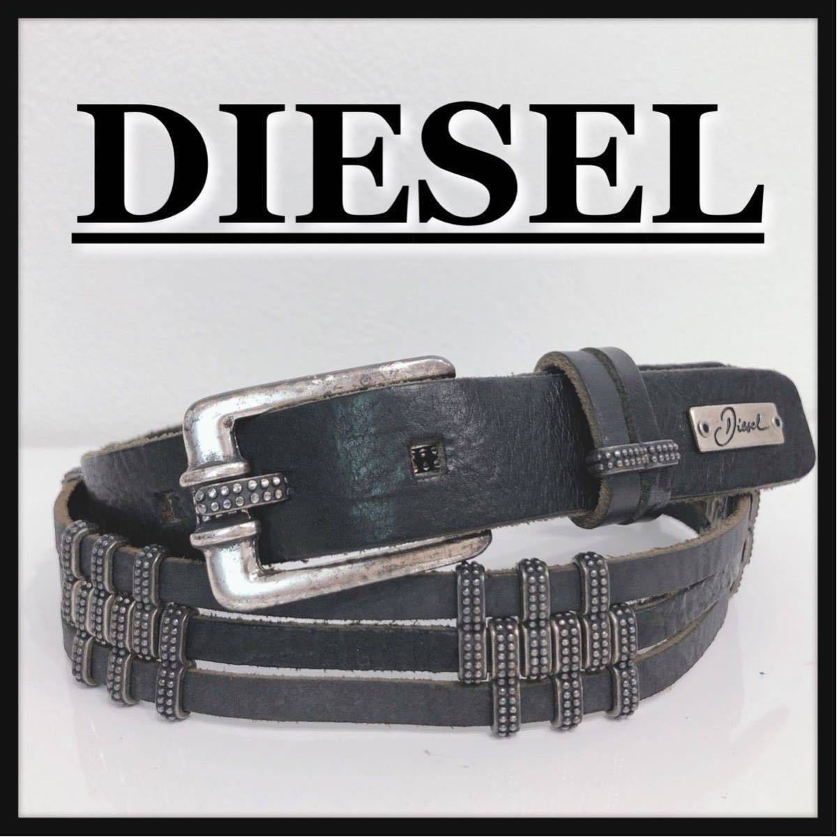 ☆DIESEL☆ ディーゼル ベルト レザーベルト デザインベルト ブラック 黒 レザー LEATHER メンズ 男性 送料無料_画像1