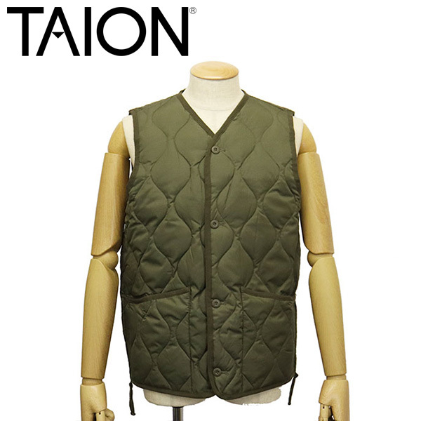 TAION (タイオン) 001BML-1 MILITALY V NECK BUTTON DOWN VEST ボタンダウンベスト TA002 D.OLIVE S