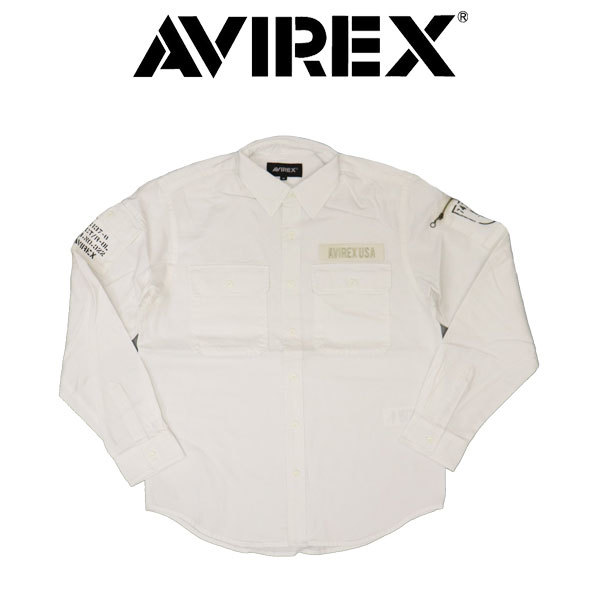 AVIREX (アヴィレックス) 783-3920001 BASIC FATIGUE L/S SHIRT ベーシック ファティーグ ロングスリーブシャツ 030WHITE M_AVIREX(アビレックス/アヴィレックス)正規