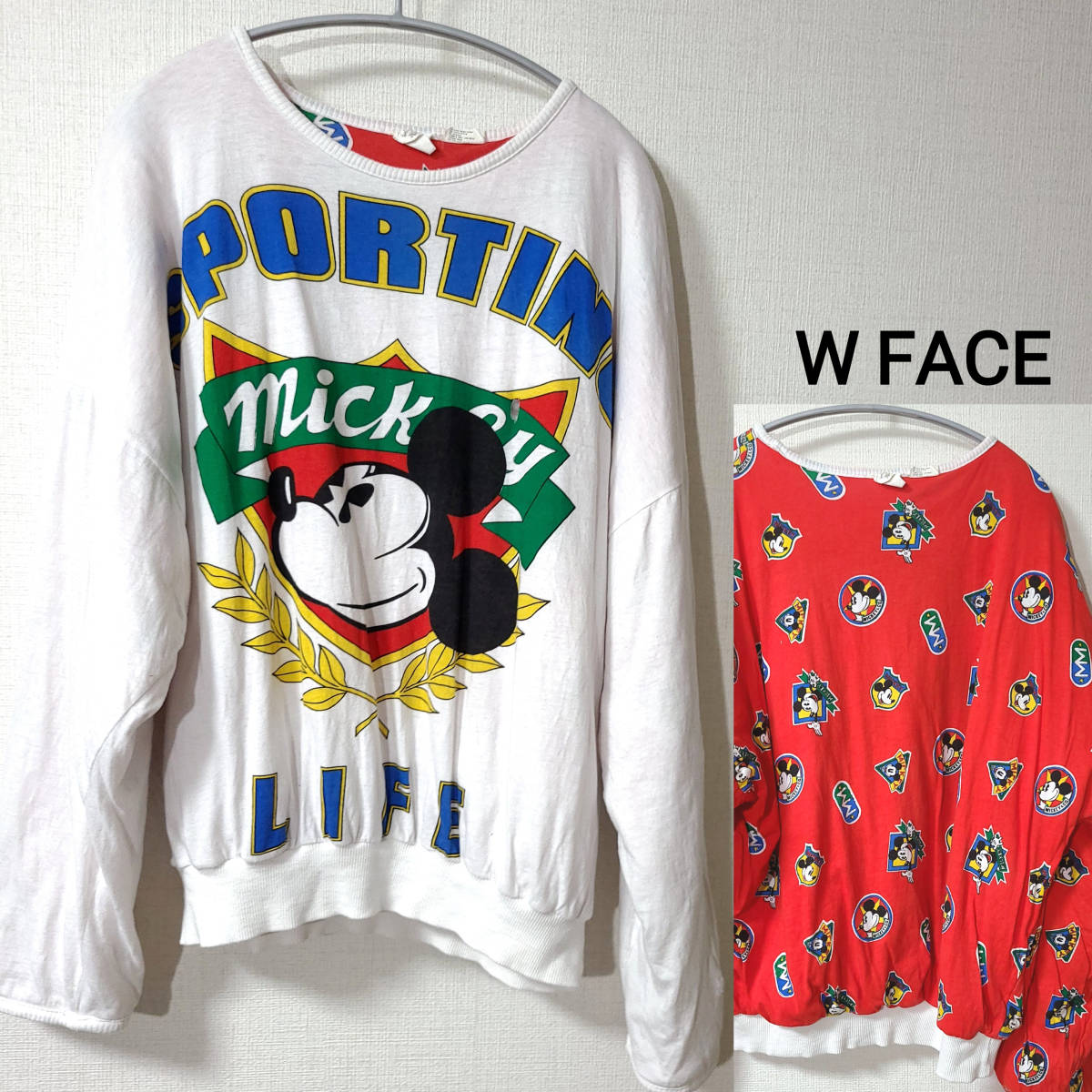 保存版】 希少 80s ダブルフェイス Sweatshirt LIFE SPORTING Mickey