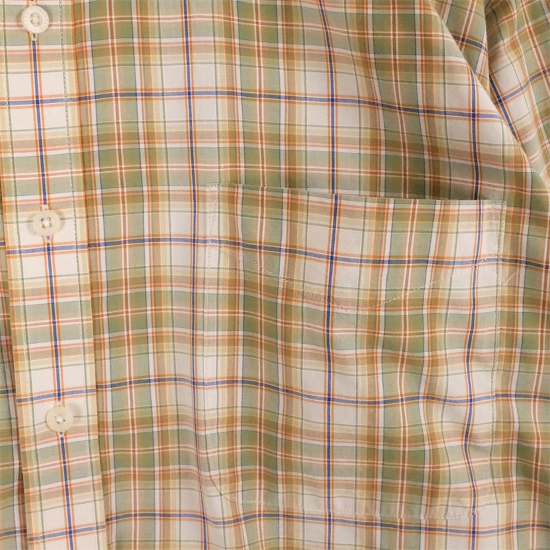 古着 大きいサイズ Alan Flussen 長袖ボタンダウンシャツ メンズUS-2XLサイズ チェック柄 グリーン×オレンジ系 tn-1906n_画像6
