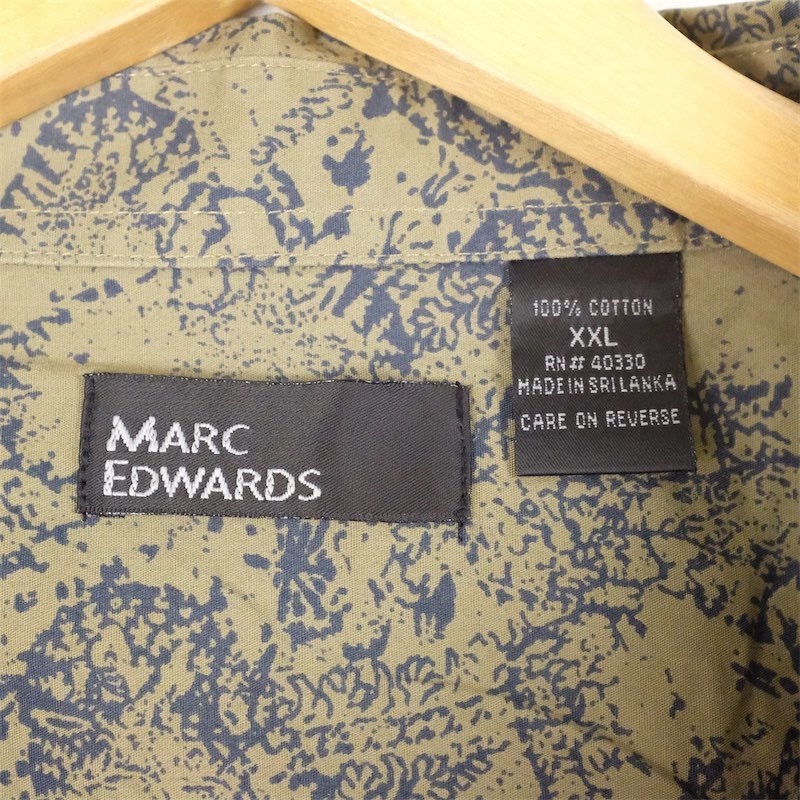 古着 大きいサイズ 90's MARC EDWARDS 長袖総柄プルオーバーシャツ メンズUS-2XLサイズ ペイズリー柄 オリーブ系 tn-1918n_画像5