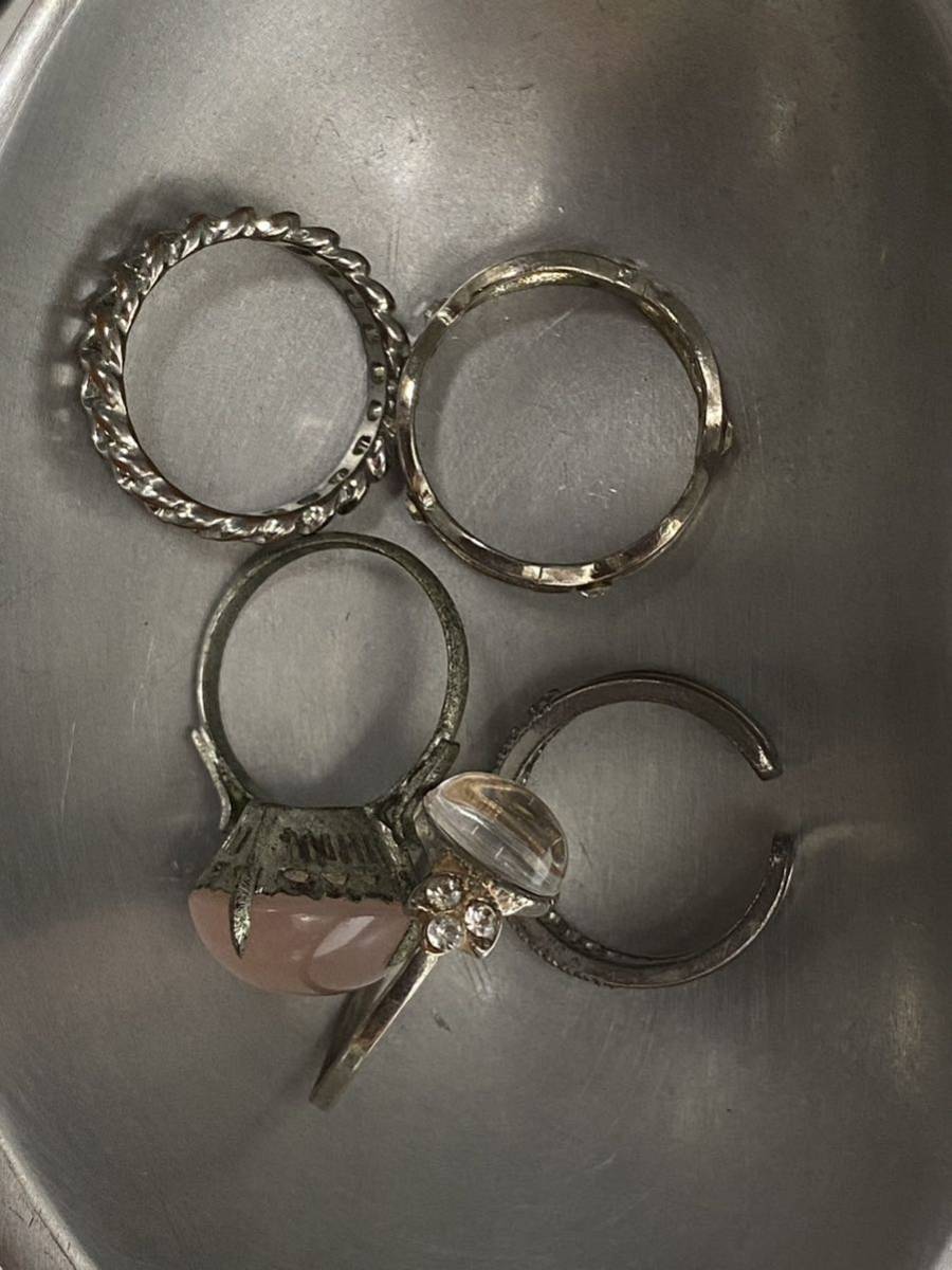 指輪まとめて silver レトロ アンティーク 宝石 ピンク ホワイト シルバー セット 銀 金属 骨董 コレクション 整理 _画像7