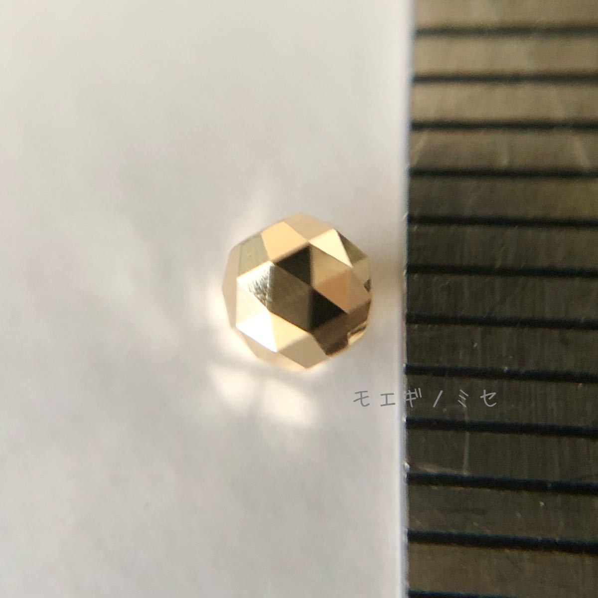 18金ビーズ3mm 4個セット k18日本製アクセサリーパーツ 18kミラーボールカット　ハンドメイド素材　トライアングルカット　スペーサー