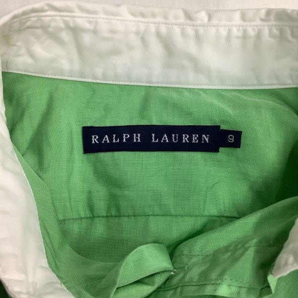 I799 Ralph Lauren ラルフローレン 長袖 クレリック シャツ シンプル カジュアル レディース ライトグリーン系 サイズ 9 オールシーズン_画像6