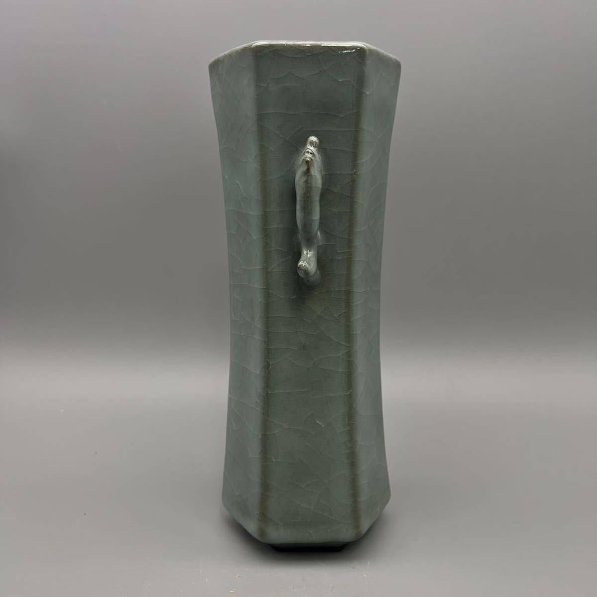 中国 宋 古玩 磁器 花瓶 官窯 青磁 骨董品 中国美術 高さ25.5cm_画像2