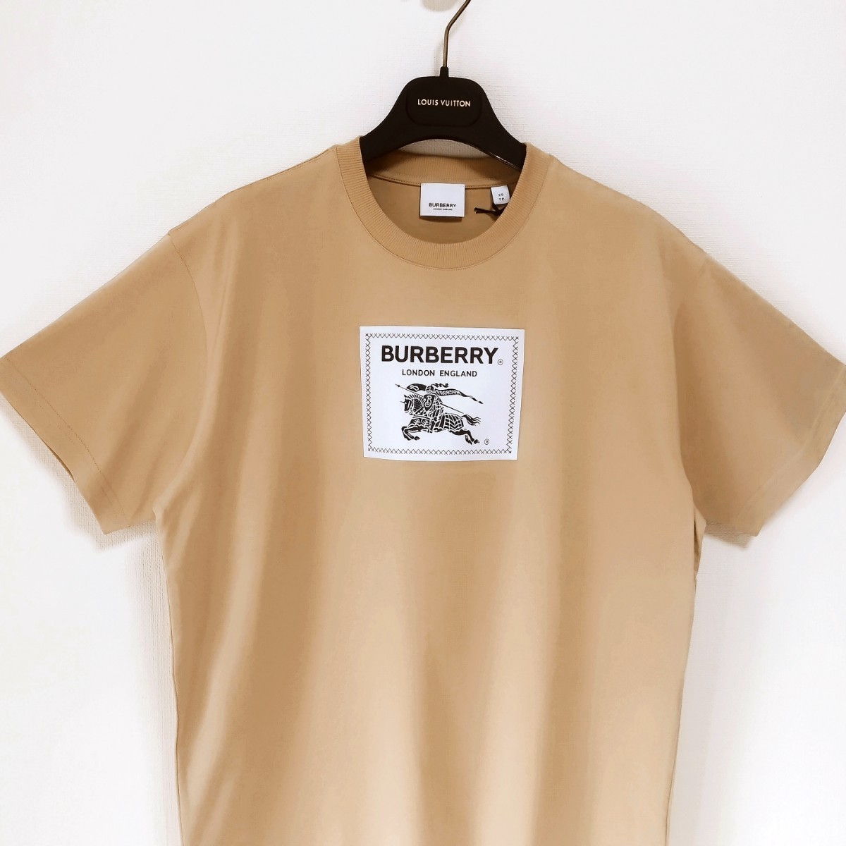 新品タグ付 BURBERRY バーバリーロンドン オーバーサイズTシャツ トップス プローサムラベル ビッグロゴ ベージュ メンズ XS ユニセックス_画像3