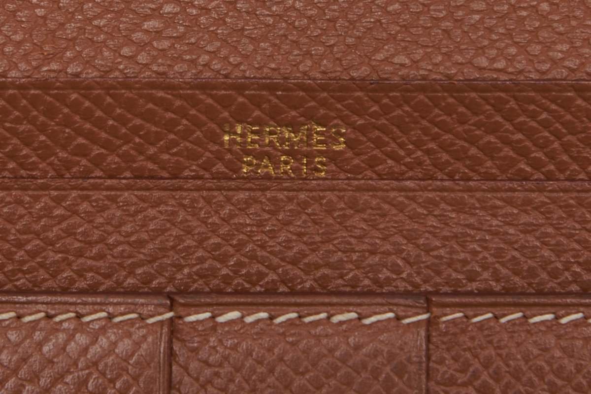 1円美品☆エルメス☆ベアンクラシック　クシュベル　２つ折り長財布　ゴールド　Ｇ金具　□C刻印【HERMES】_画像10