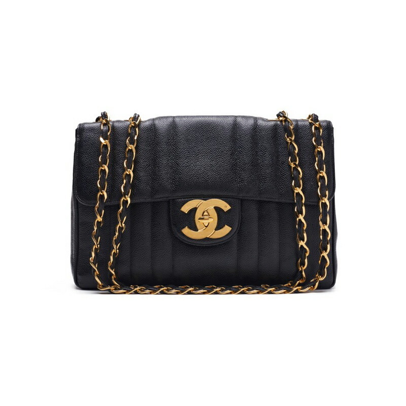 CHANEL シャネル デカマトラッセ マドモアゼル チェーンショルダー キャビアスキン 黒（ゴールド金具）レディースバッグ