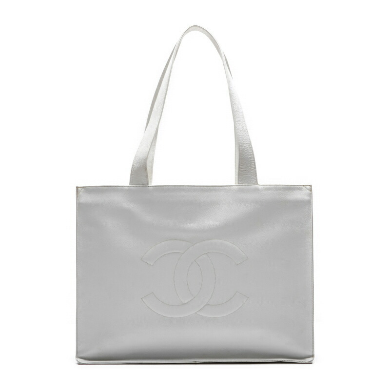 CHANEL シャネル ココマーク ラージサイズ トートバック キャビアスキン 白（ゴールド金具）トートバッグ レディースバッグ_画像1