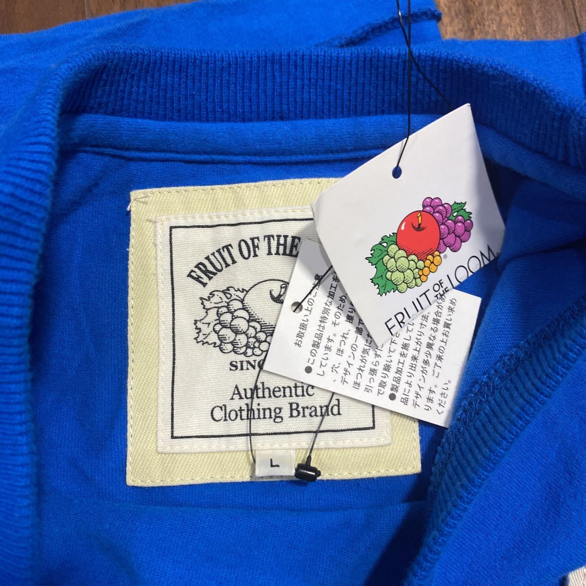 新品 FRUIT OF THE LOOM コットンTシャツ Lサイズ BLUE メンズ フルーツオブザルーム トップス 半袖 ブルックリンニューヨーク ストレッチ_画像4