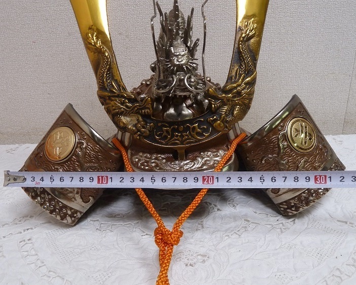 (*BM) helmet /... dragon Dragon ornament objet d'art ornament helmet total height 32× width 37.5.9kg Japan . equipment samurai Boys' May Festival dolls .... thing day 