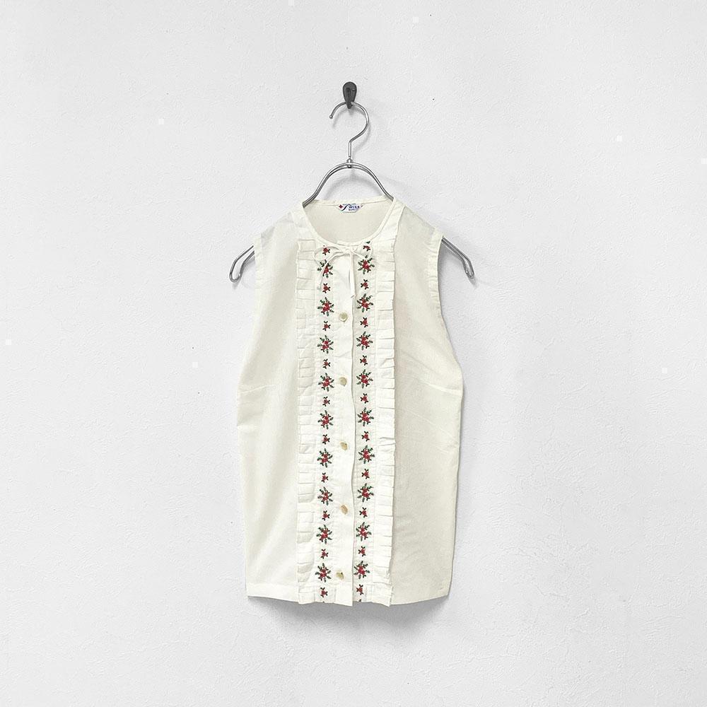 Французская винтажная цветочная вышивка без рукавов с цветом блузки