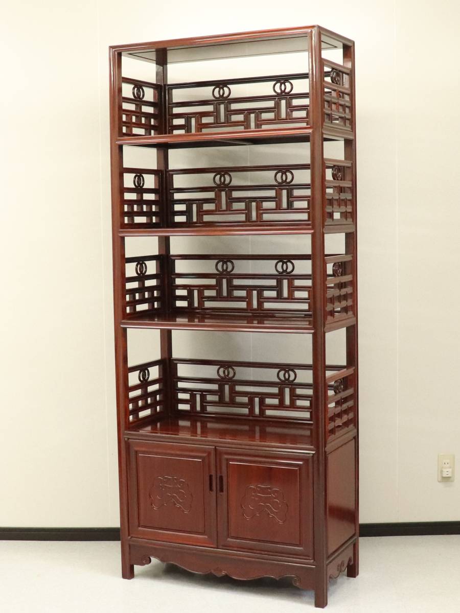 【蔵】中国家具 透かし細工飾り棚 四方棚 飾棚 中国美術 アンティーク U016
