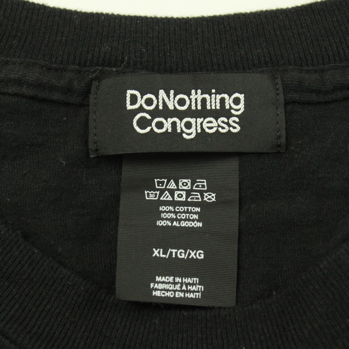 Do Nothing Congress ドゥーナッシングコングレス ロゴ プリント クルーネック Tシャツ 半袖 カットソー ブラック 表記サイズXL_画像3