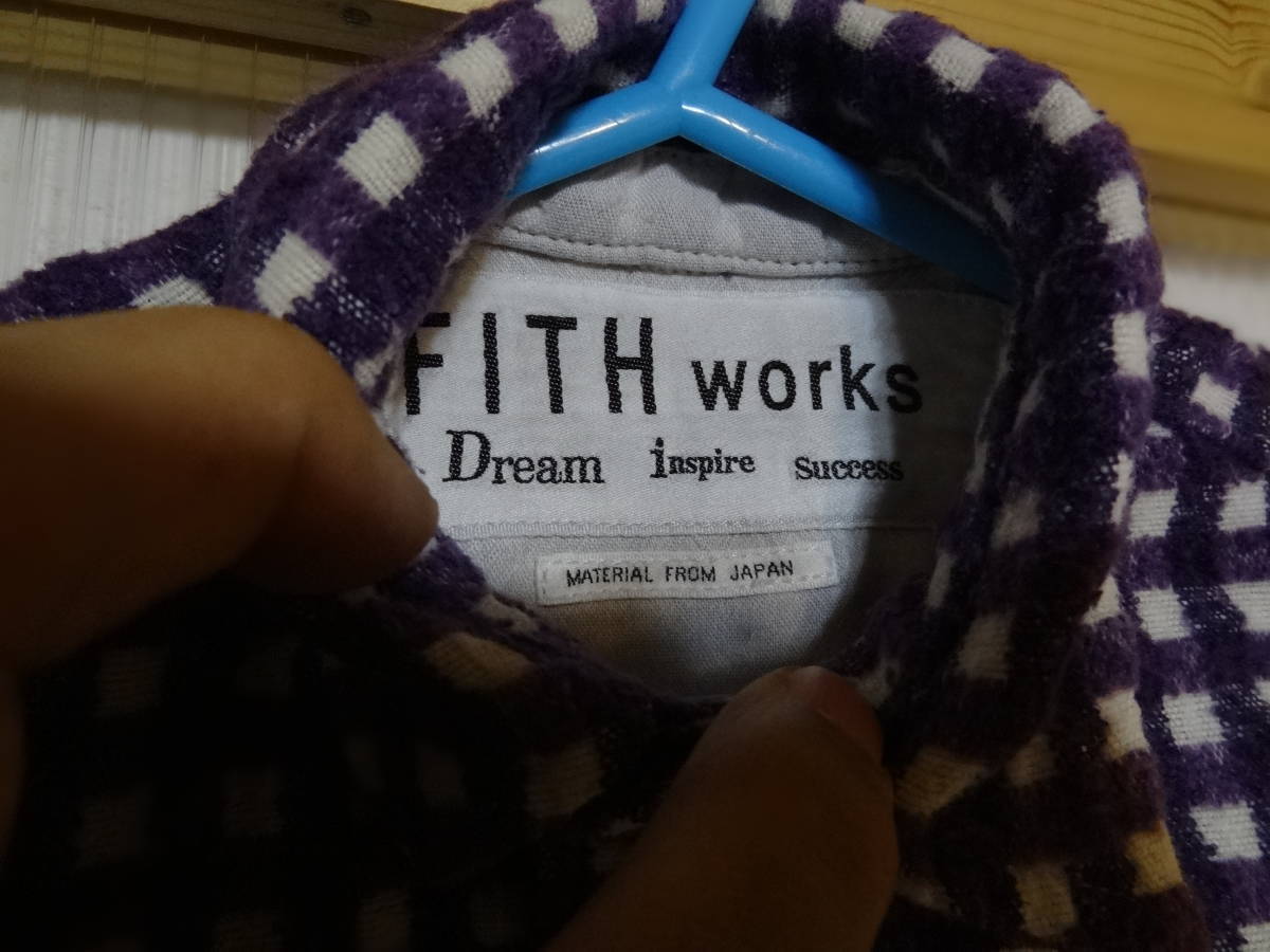 全国送料無料 フィスワークス FITH WORKS 子供服キッズ男＆女の子紫色ブロックチェック長袖シャツ 100_画像2