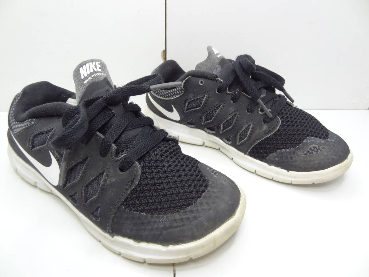 全国送料無料 ナイキ NIKE フリー FREE 5.0 子供靴キッズ男＆女の子黒色メッシュスニーカーシューズ 19cm_画像3