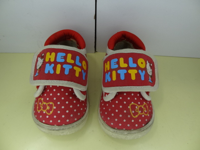  nationwide free shipping Hello Kitty HELLO KITTY child shoes Kids baby girl red color dot pattern sneakers shoes 13cm