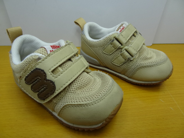  nationwide free shipping Miki House MIKI HOUSE child shoes Kids baby man & girl beige color mesh material running sneakers shoes 13.5cmEE