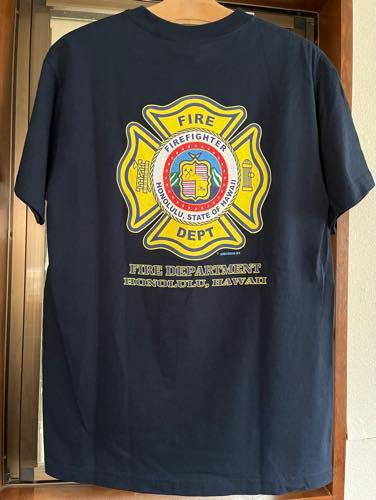 当時物 Hawaii ハワイ ハワイ州 Honolulu ホノルル 消防 消防士 消防署 半袖 Tシャツ TEE size M 紺 NAVY コピーライト 2010_画像4
