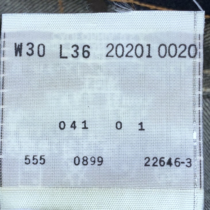 バレンシア工場製 No.2デニム LEVI’S 201 20201-0020 W30 L36 青耳 布パッチ リジッド 米国製 20s 1920年モデル 復刻 アメリカUSA製 555_画像7