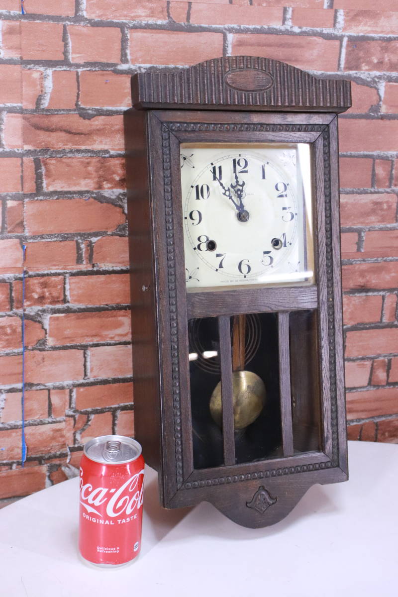 レトロ! 壁掛け時計 柱時計 SEIKOSHA 振り子時計 アンティーク品 ゼンマイ式 ビンテージ時計 現状品■(F7832)の画像2