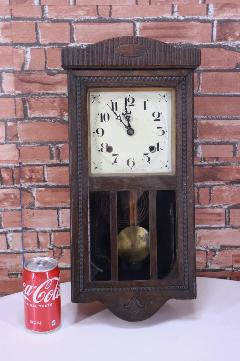 レトロ! 壁掛け時計 柱時計 SEIKOSHA 振り子時計 アンティーク品 ゼンマイ式 ビンテージ時計 現状品■(F7832)