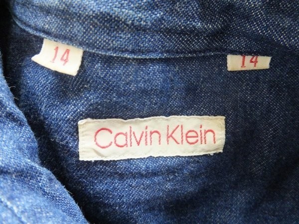 Calvin Klein カルバンクライン レディース ダブルポケット スナップボタン デニム長袖シャツ 14 紺_画像2