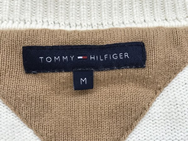 TOMMY HILFIGER トミーヒルフィガー メンズ ロゴ刺繍 ニットセーター M アイボリー_画像2
