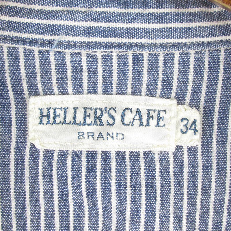 MAS7797 HELLER'S CAFE ヘラーズカフェ プルオーバー インディゴストライプ シャツ 34_画像3