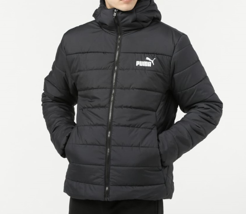 送料込み!! 新品 PUMA プーマ XL 【water repellent】撥水加工 中綿ジャケット 黒 ブラック フード付き ジッパー付きポケット メンズ 即決_画像6