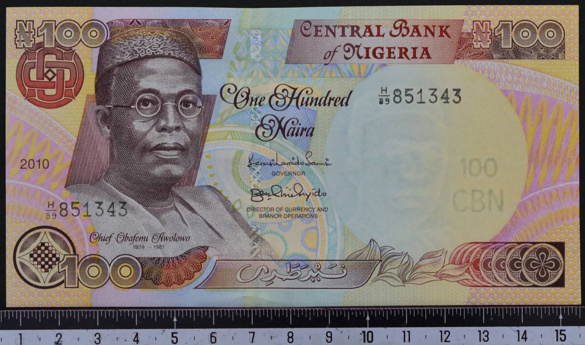外国紙幣 ナイジェリア 2010年 未使用 100ナイラ_画像1