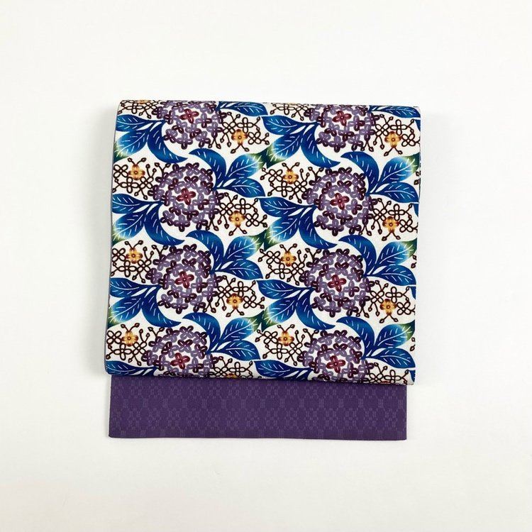 上質 唐織 紫陽花流水文 正絹 袋帯-