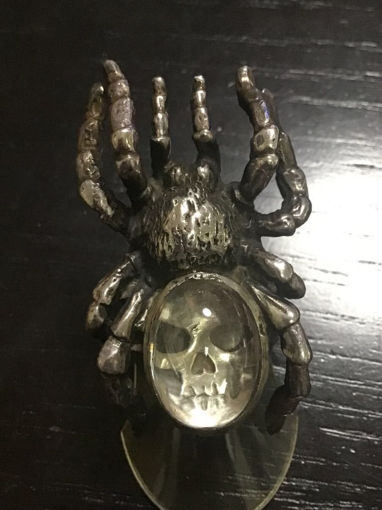  Crazy Pig ta ланч .la crystal Skull кольцо 19 номер SV925 * кольцо Spider ..
