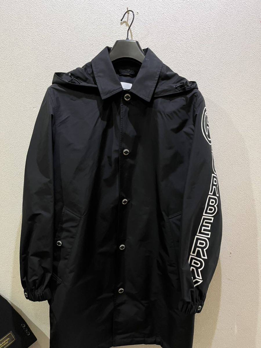 BURBERRY 未使用タグ付き　22SS ナイロンパーカーコート　リカルド期　BURBERRYロゴ入り　S オーバーサイズ　バーバリー　ブラック　黒