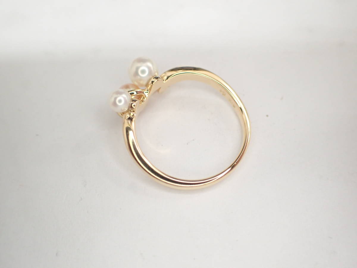 出産祝い 2/美品 田崎真珠 タサキ K18 パール約3.1-4.5mm珠リング 指輪
