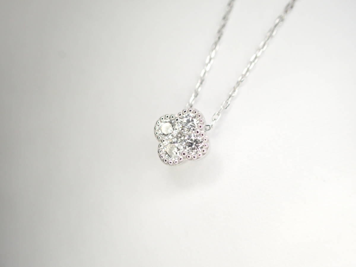 美品 ポンテヴェキオ K18WG ダイヤ計0.34ct デザイン ネックレス-