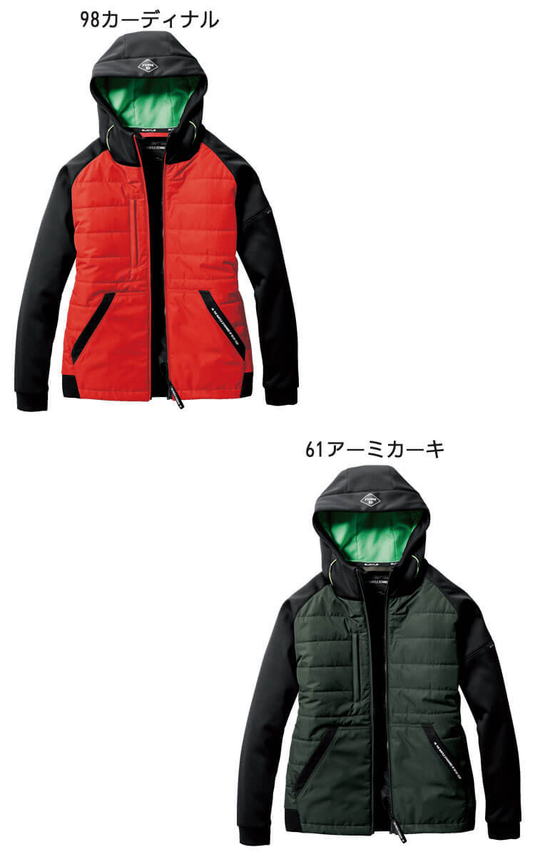 [在庫処分] 防寒着 秋冬 バートル サーモクラフト 防風フーディジャケット(服のみ) 3210 Lサイズ 98カーディナルの画像5