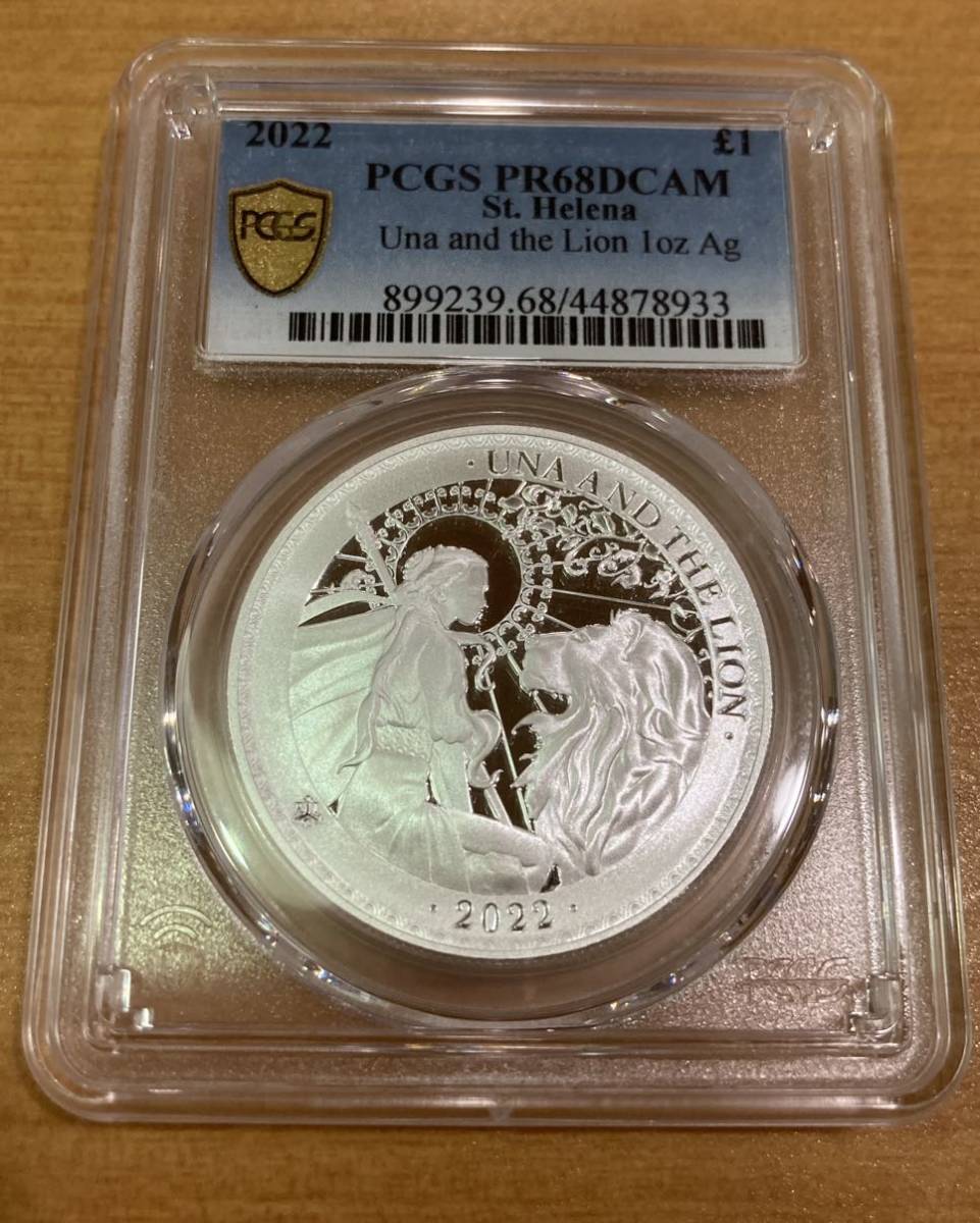 PCGS68鑑定 2022年度版 ウナとライオン イギリス領セントヘレナ造幣局 1オンス銀貨 シルバー プルーフコイン Una Lion St.Helena