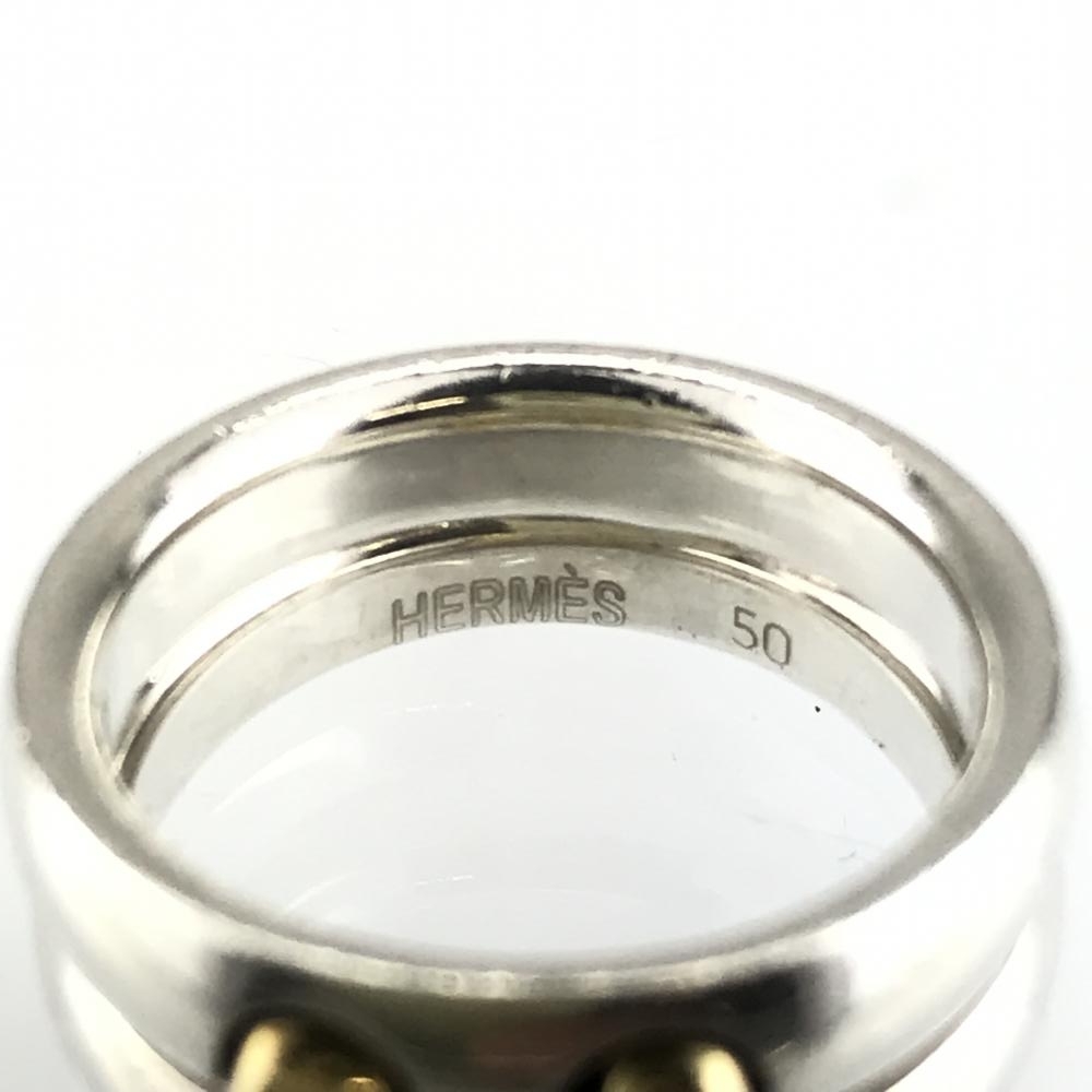 HERMES Hermes o лампа кольцо SV925 K18 серебряный Gold комбинированный H Logo кольцо #48 8 номер аксессуары управление YK31039