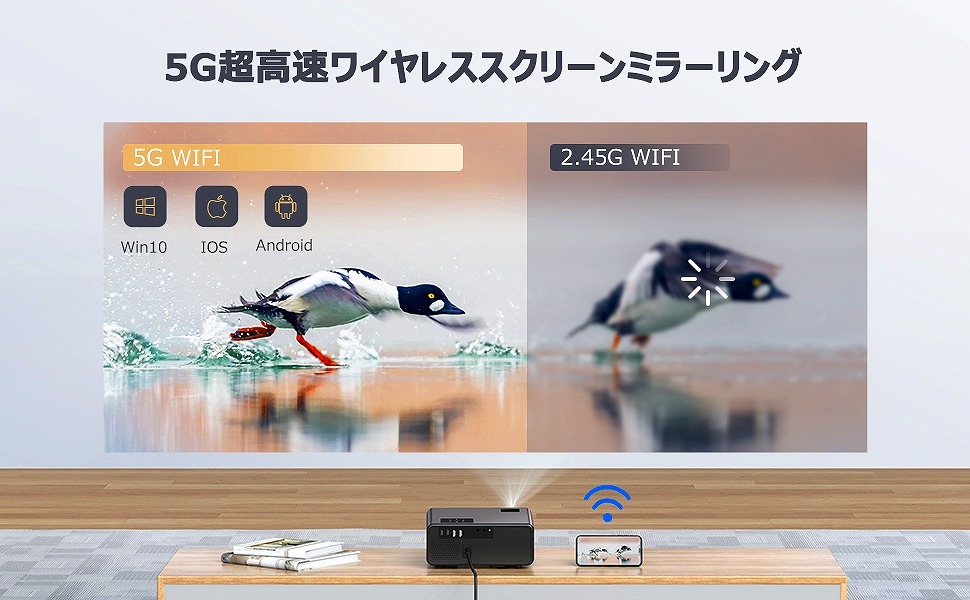 【新品】TOPTRO TR22 LEDプロジェクター フルHD iOS Android AirPlay Miracast Wi-Fi Bluetooth v5.1 HDMI USB 最大300インチ 5D台形補正_HDMI×2ポート、Wi-Fi、Bluetooth接続対応