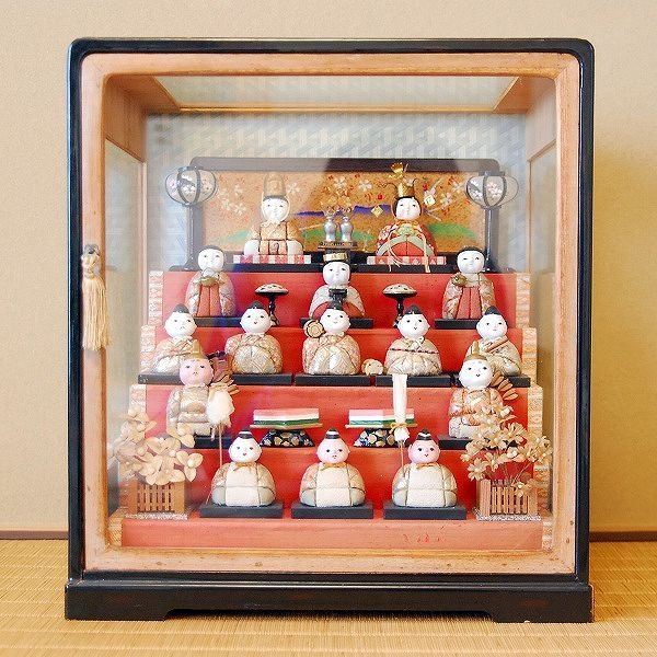 レトロ・雛人形・雛飾り・ガラスケース入り・No.170430-11・梱包サイズ100