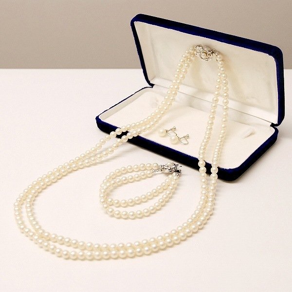 本真珠・ネックレス・イヤリング・ブレスレット・セット・No.170607-05・梱包サイズ60