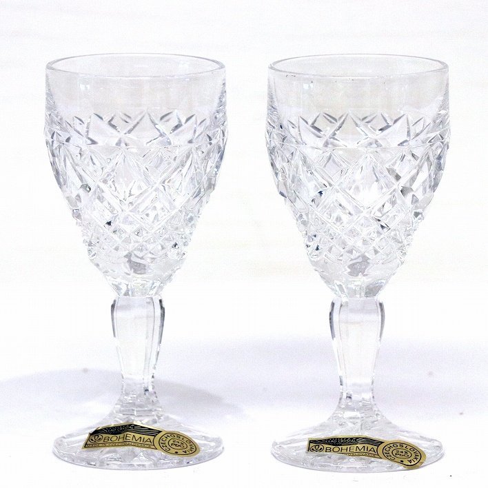 チェコスロバキア・ボヘミア・クリスタル・グラス・2個セット・No.190523-39・梱包サイズ60