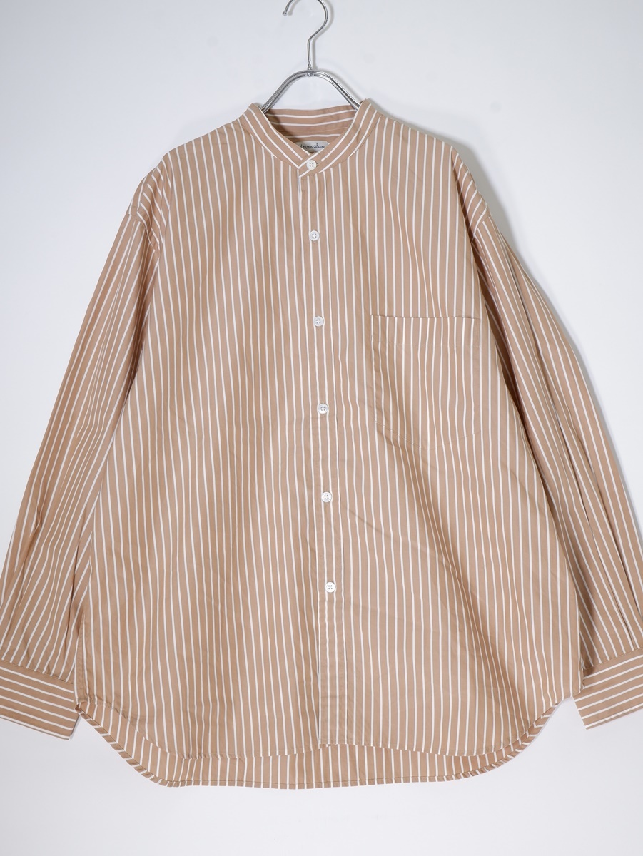 スティーブンアランSTEVEN ALAN LINEN 2023SS LEGGIUNO LONDON/STRIPE BAND COLLAR SHIRT -LOOSE/シャツ新品[MSHA72307]_画像1