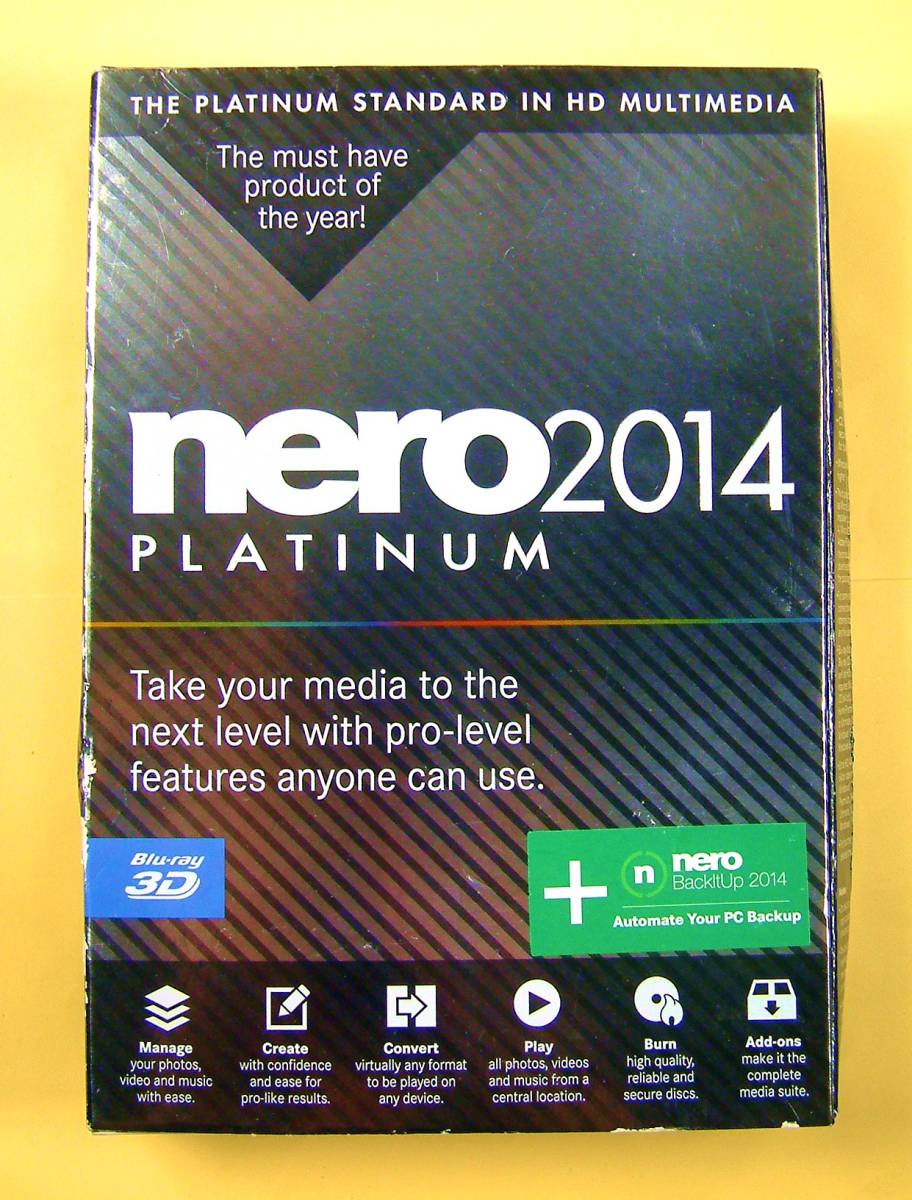 【3484】 nero 2014 Platinum for Windows English New Sealed 書込みソフト ネロ プラチナ 新品 Backup バックアップ ライティング 英語版_画像1